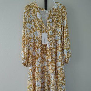 Baltic Born mustard yellow floral long sleeve midi maxi dress